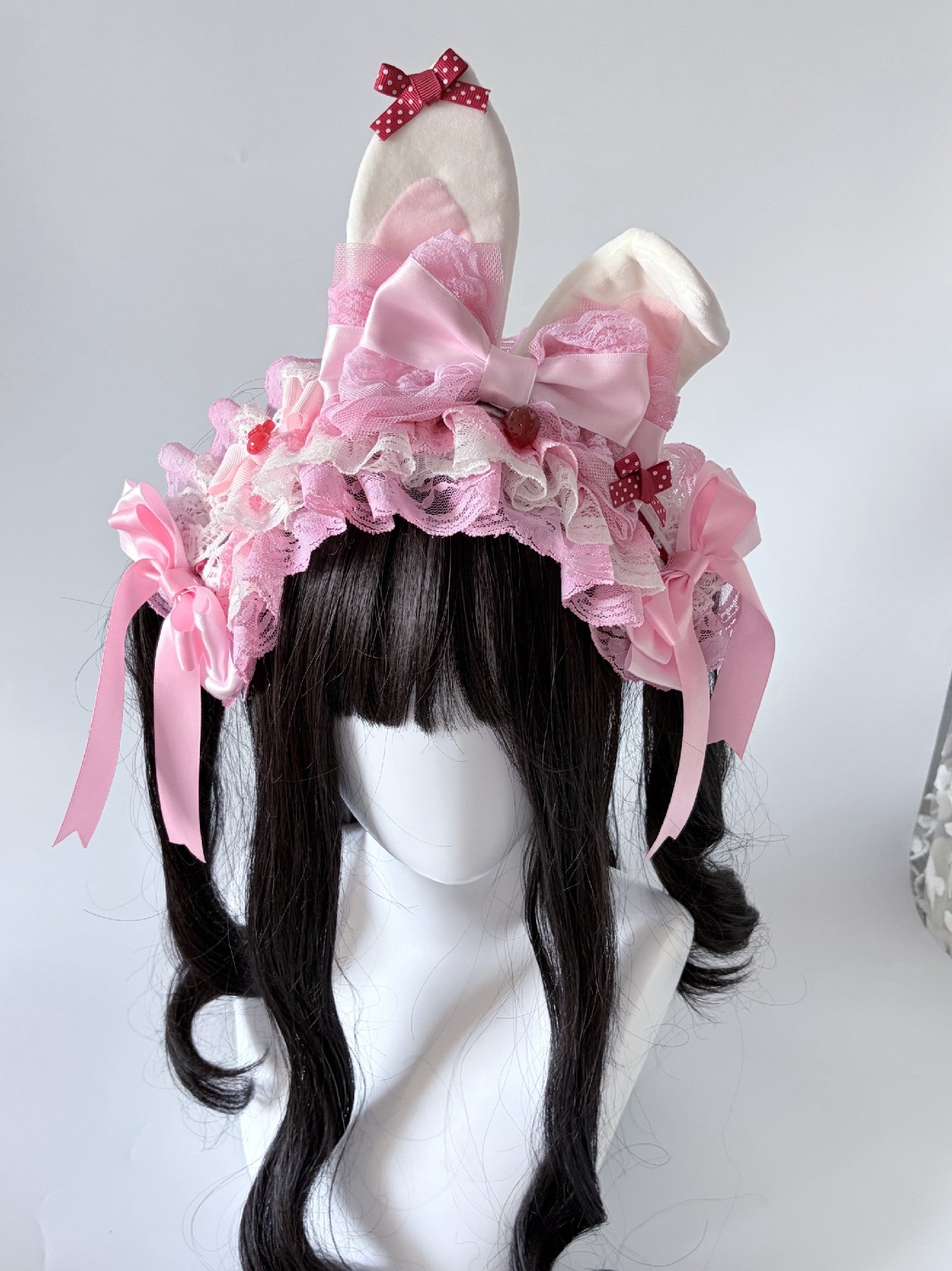 Pink Strawberry Bunny Ear Lolita Headband
