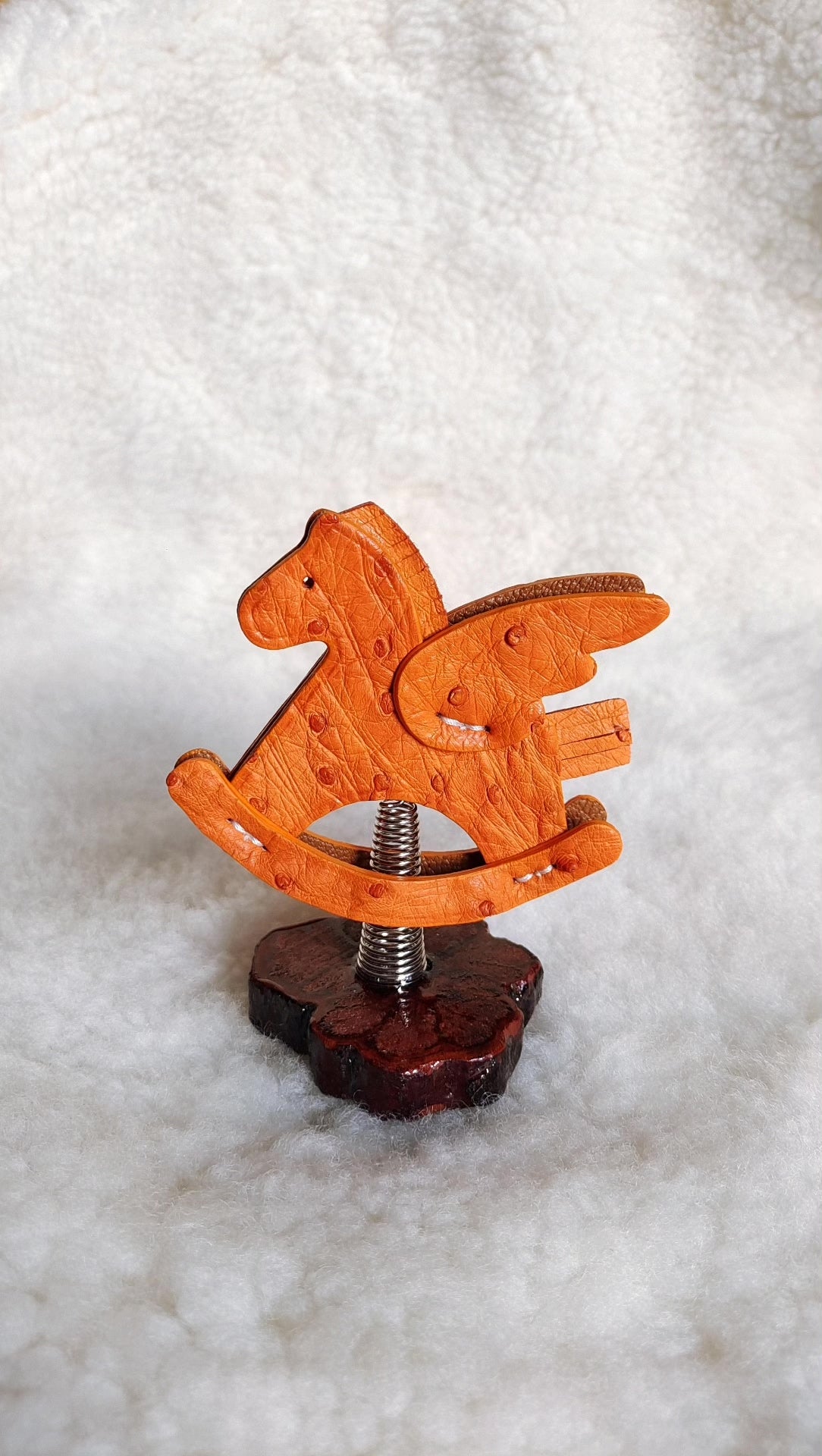 Ostrich Leather Rocking Horse Car Ornament