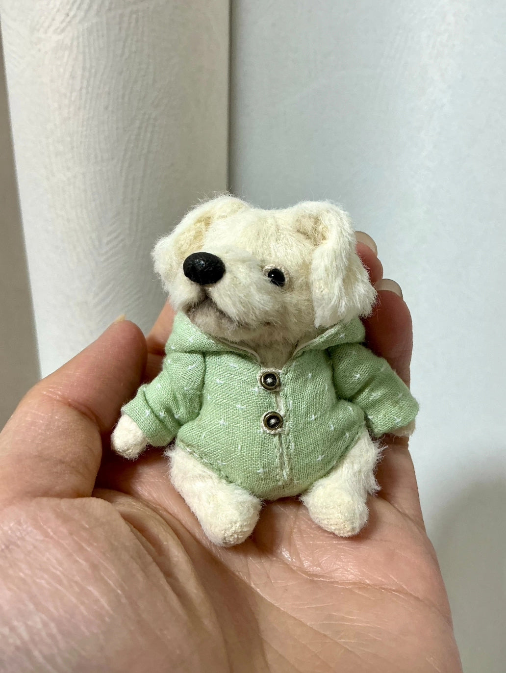 Miniature Mohair Pluche Hondfiguur 6 cm