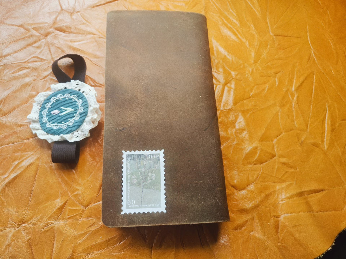 Handcrafted Leather Notebook with Oil Painting Stamps