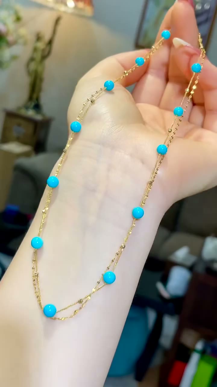 Blue Turquoise Double Layer Necklace