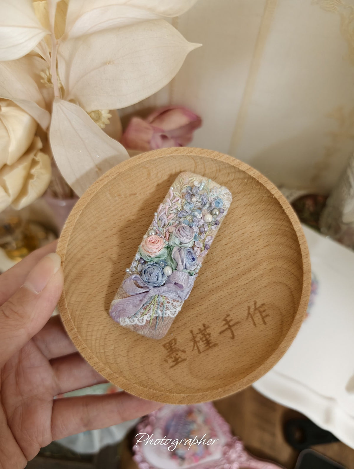 Handmade Beaded Floral Hair Clips