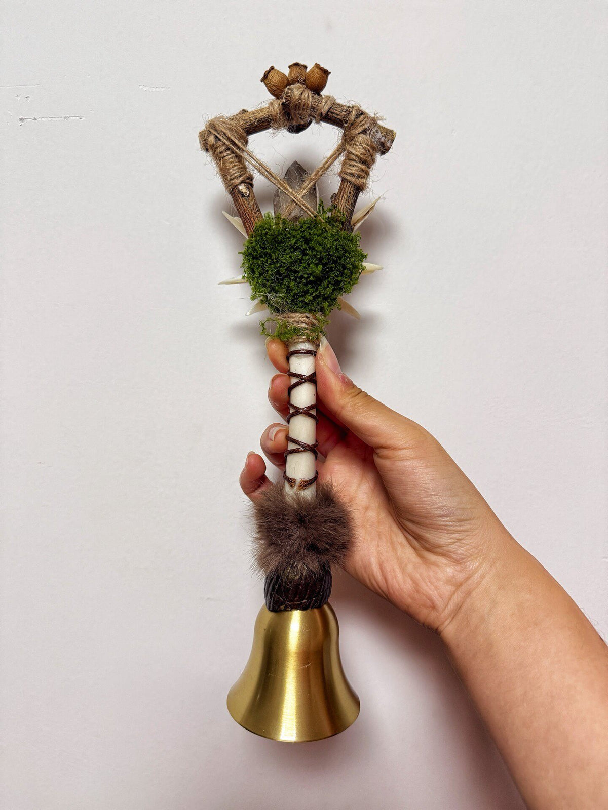 Witch Sheep Bone Crystal Hand Shaker Bell