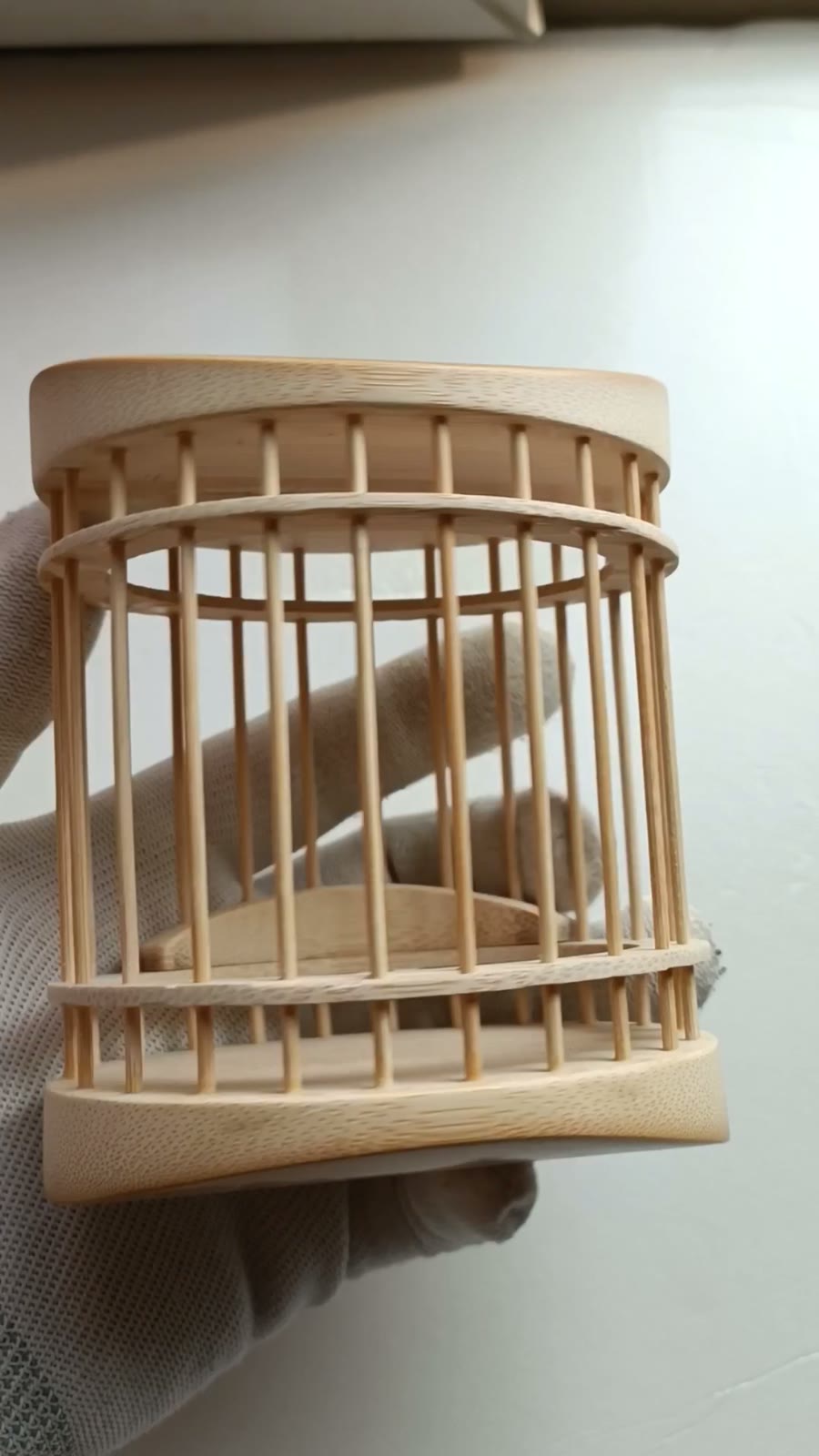 Large Oval Katydid Cage Handcrafted Bamboo