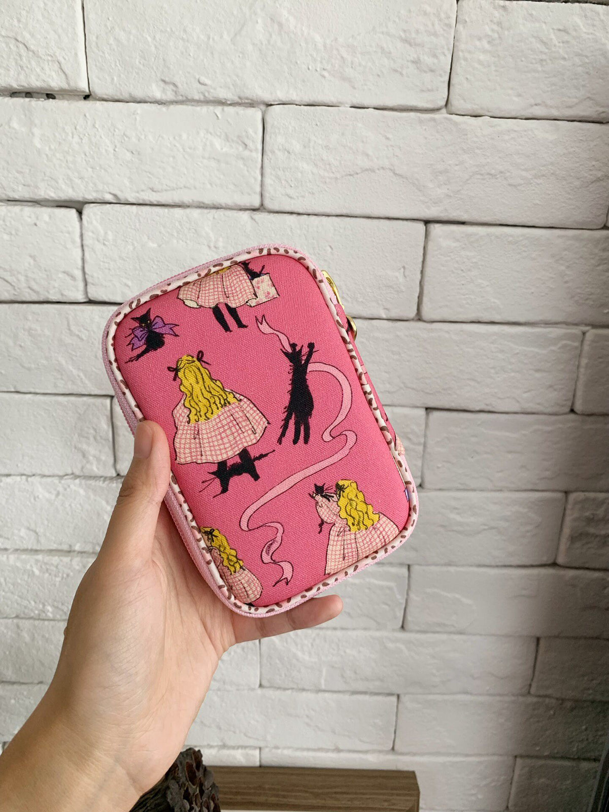 Pink Oxford Pouch with Zipper and Card Loops