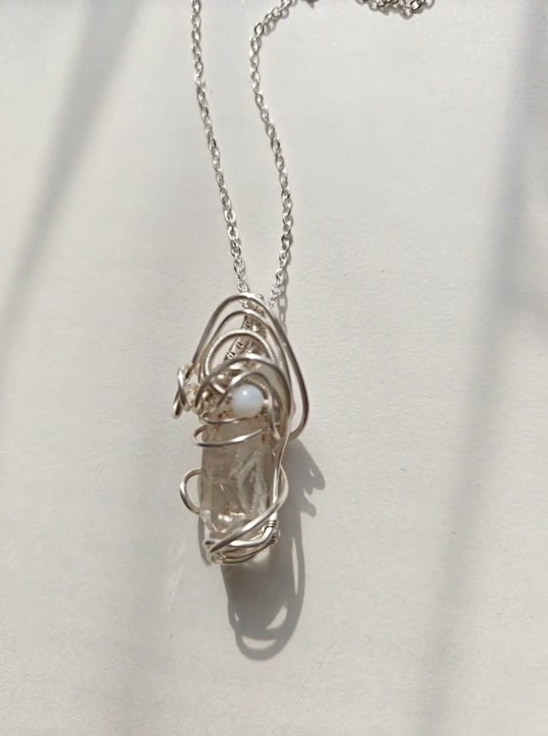 Handcrafted Wire Wrapped Red Skeleton Quartz Necklace