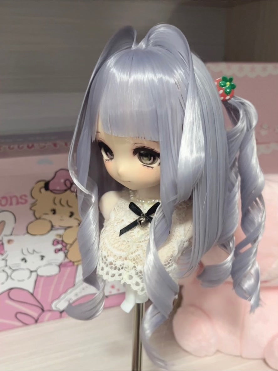 Doll Wig Silver Grey Twin Tails