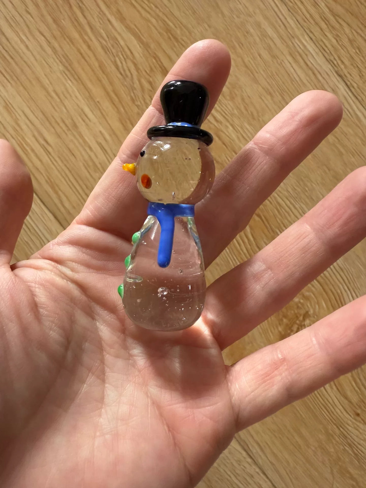Figura Pupazzo di Neve in Vetro Liuli Artigianale