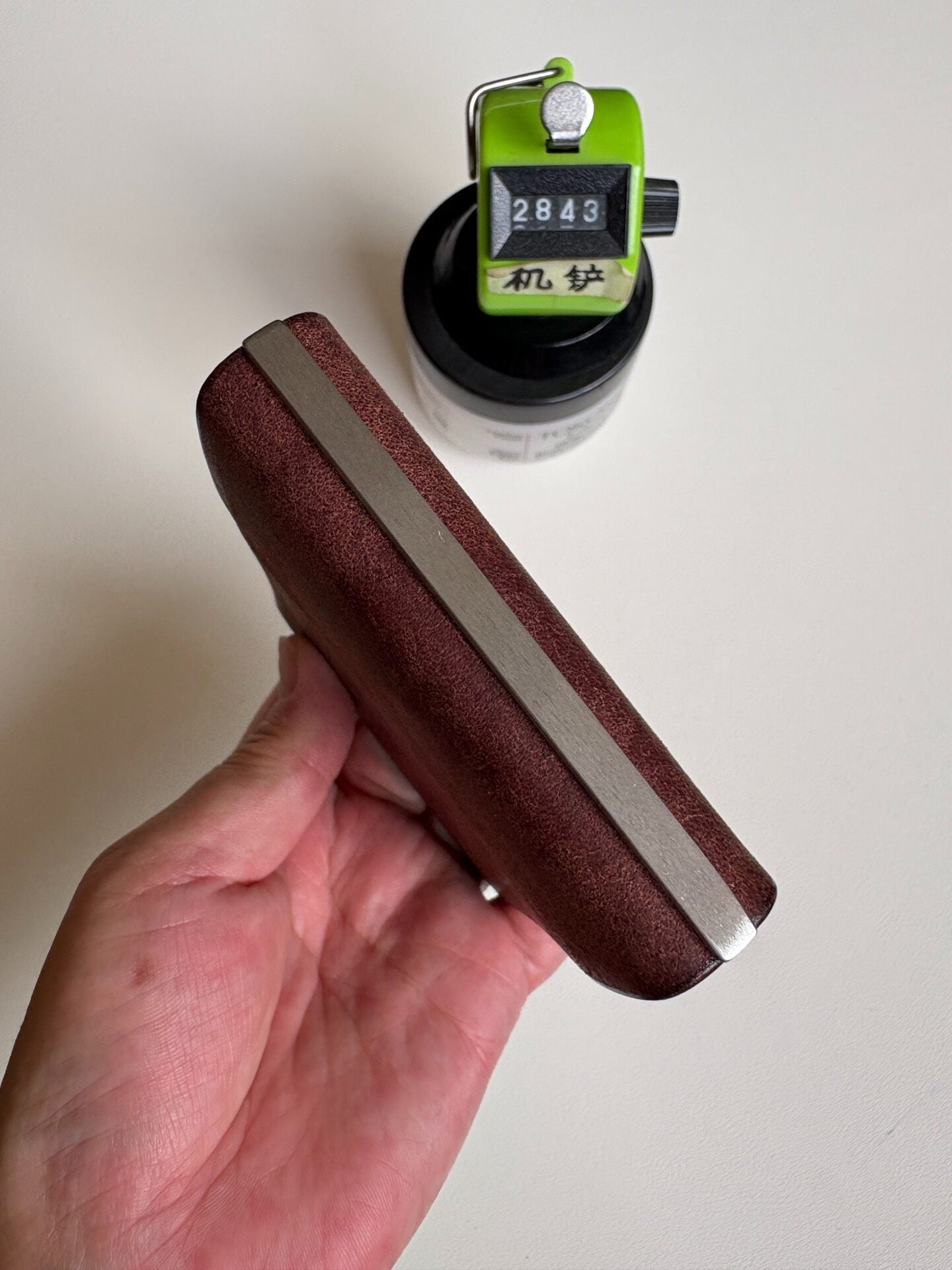 Handcrafted Leather Notebook with Stainless Steel Back Panel and Ring Binding
