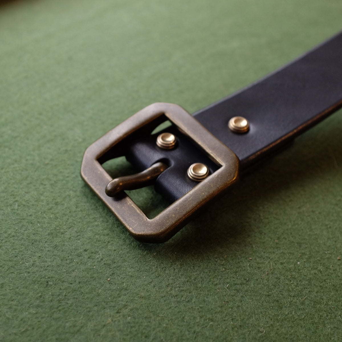 Full Grain Leather Belt Antique Brass Buckle