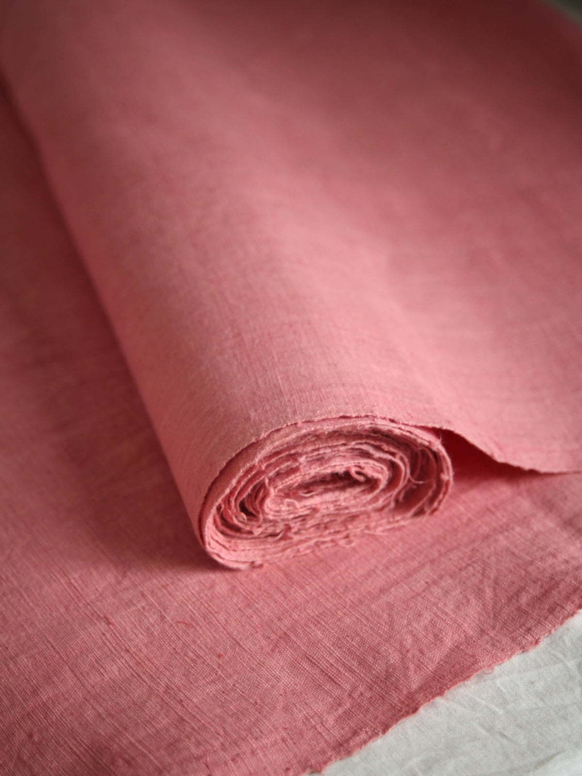 Tecido de Algodão Rosa Tingido com Sapan Tecido à Mão