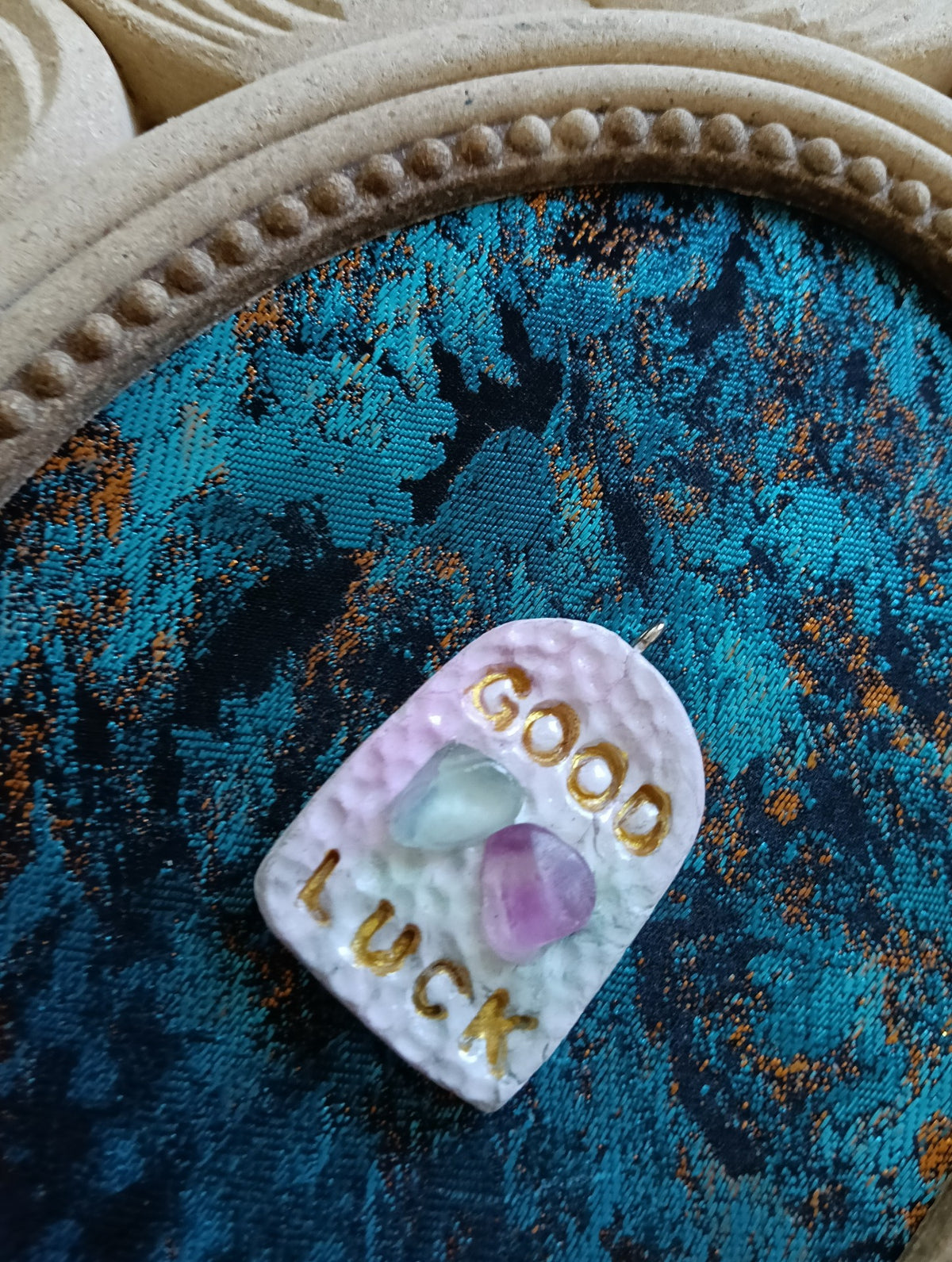 Handmade Fluorite Clay Good Luck Pendant