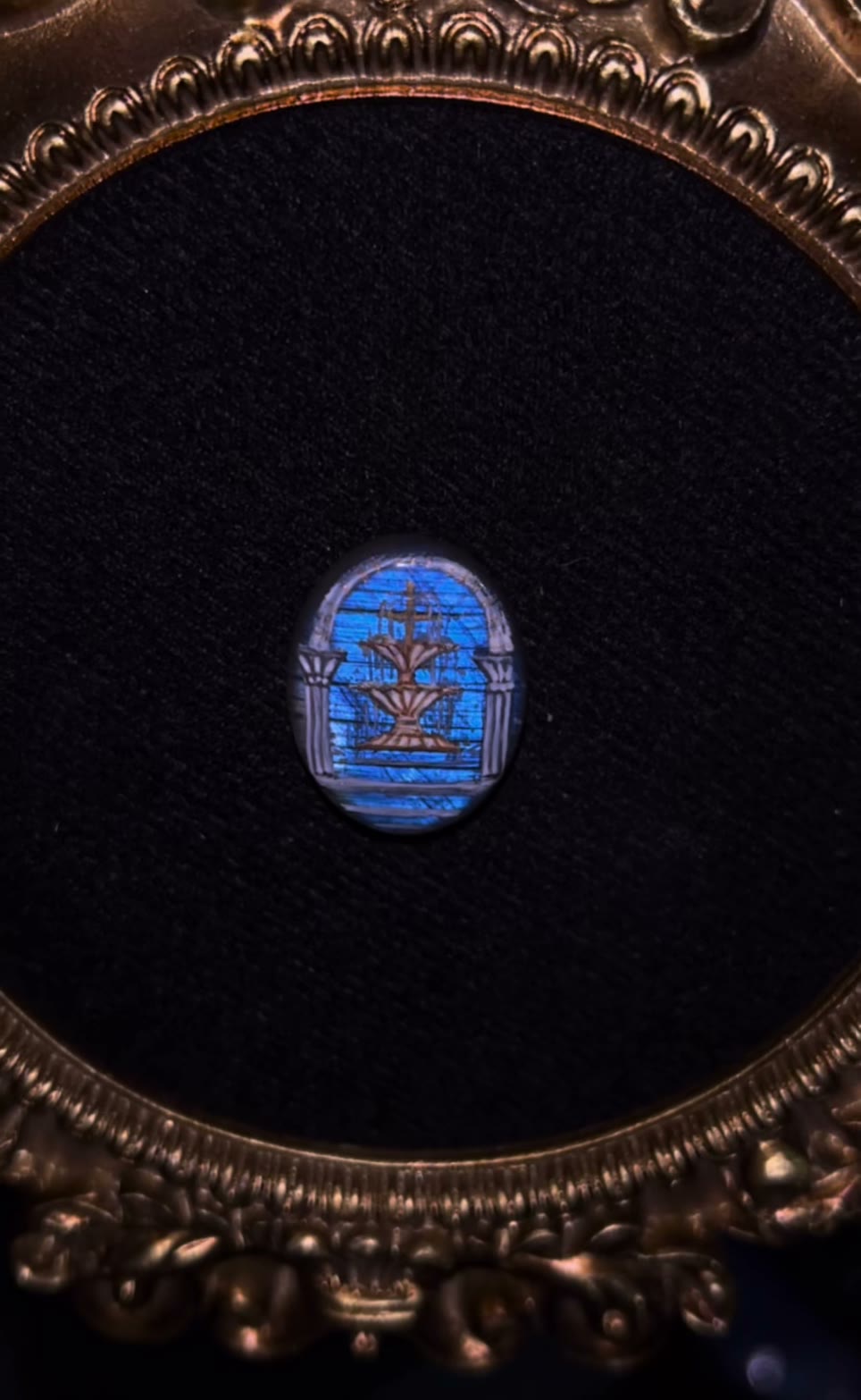 Labradorite Wishing Well Hand Painted Cabochon