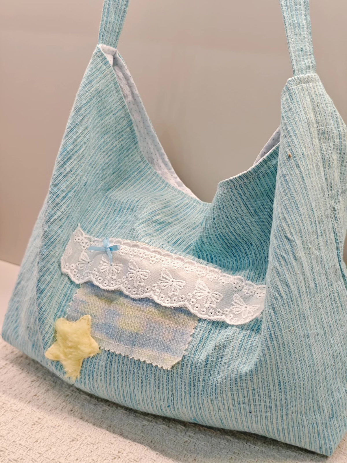 Handmade Striped Fabric Hobo Shoulder Bag