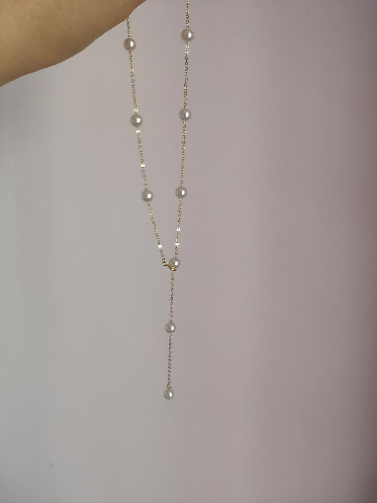 14k guldfylld halsband med pärlor i Y-form