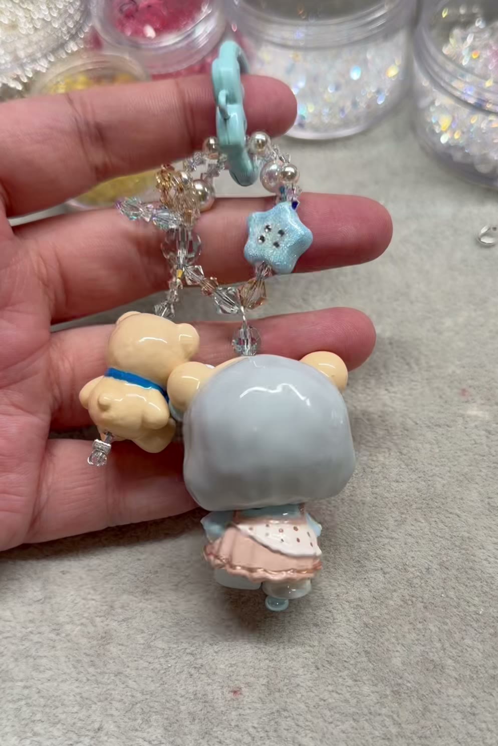 Kawaii Girl Bear Resin Phone Charm