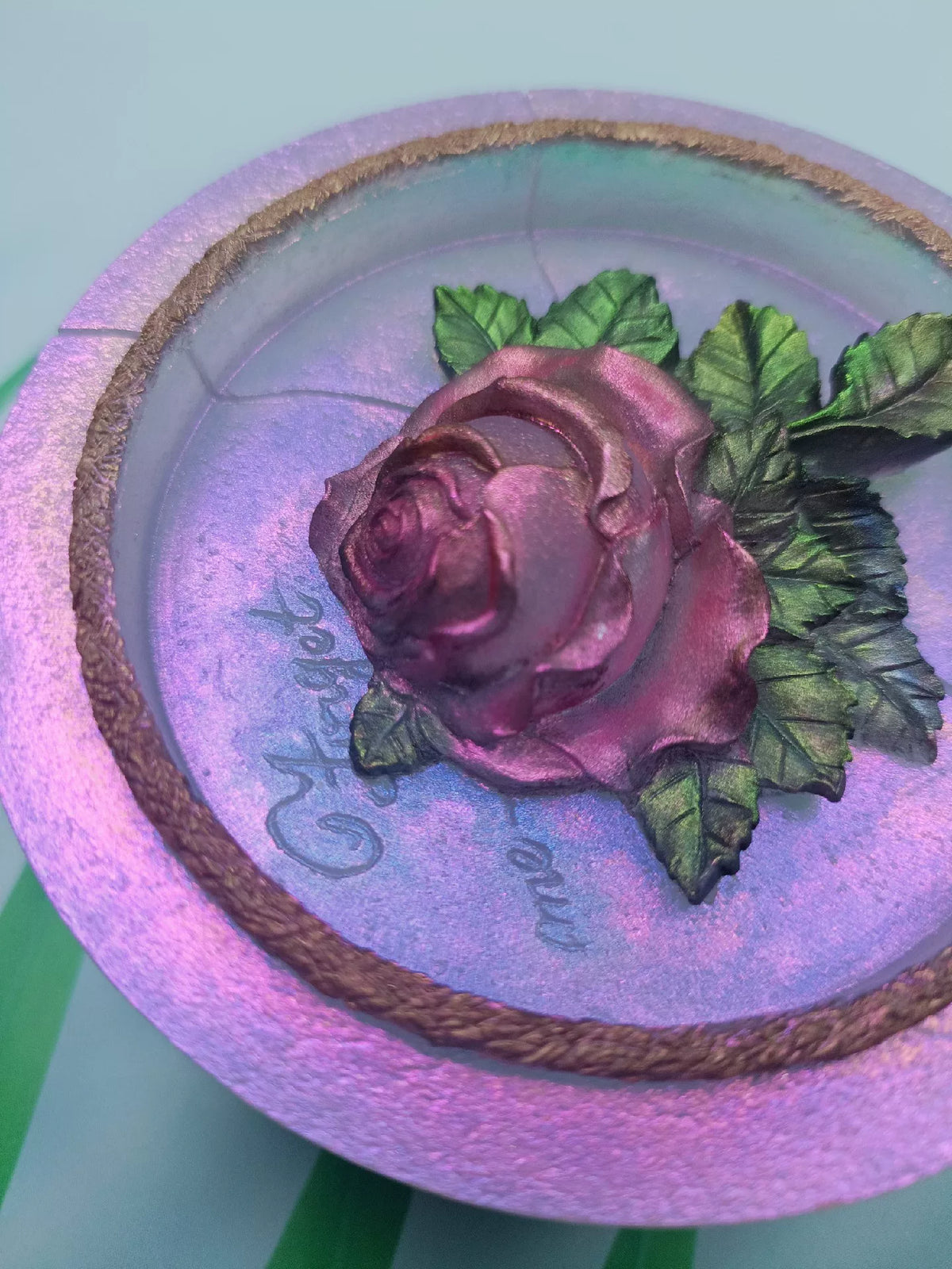 Round Lidded Rose Container 9 cm