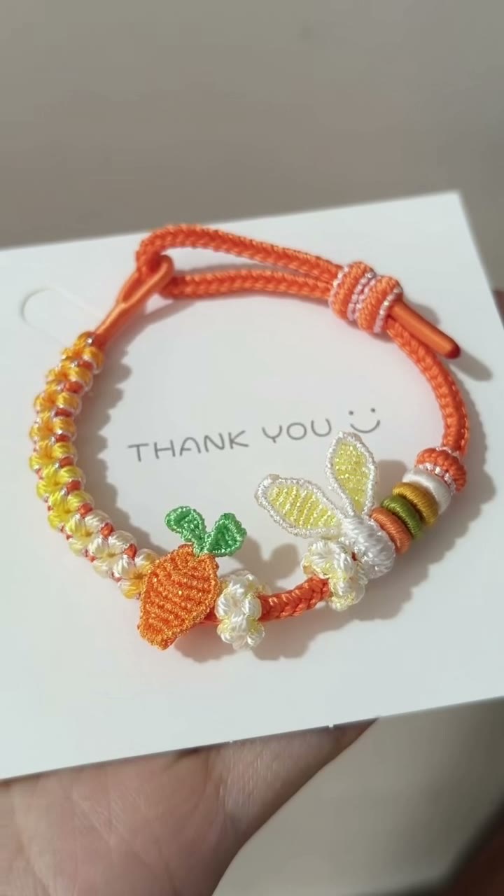 Handwoven Carrot Bunny Ear Bracelet
