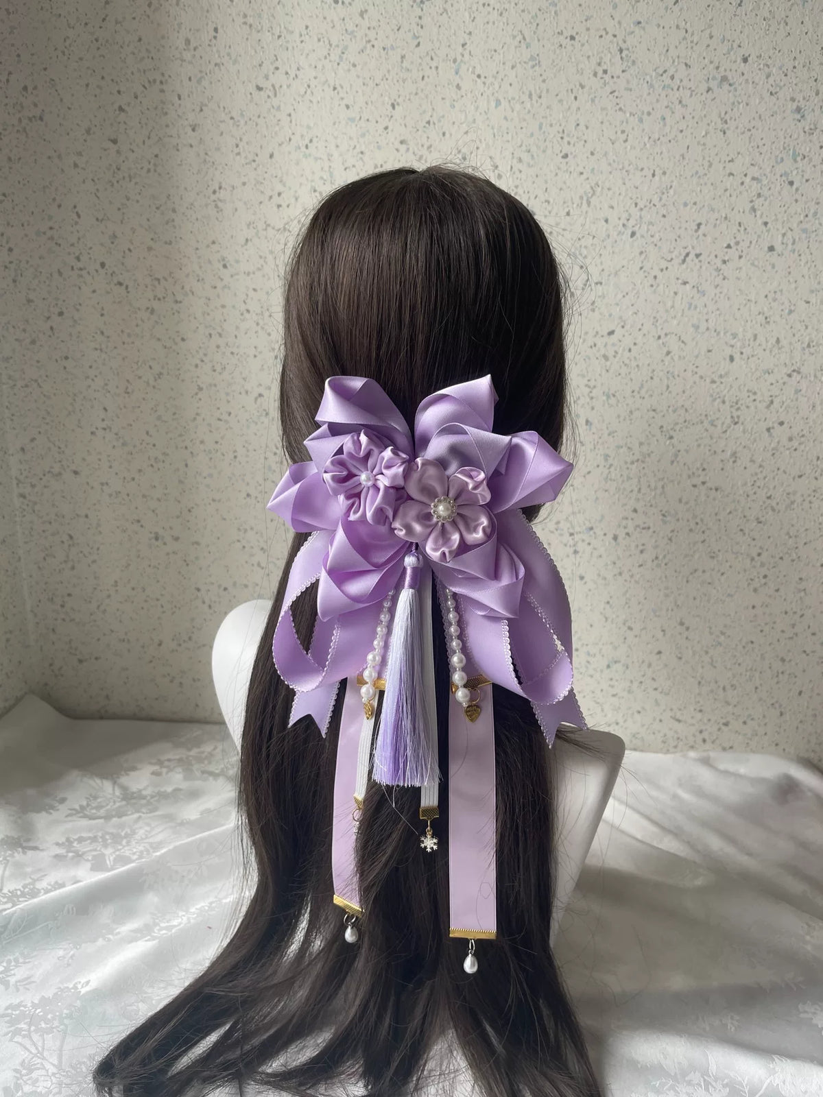 Pince à cheveux avec nœud lolita violet