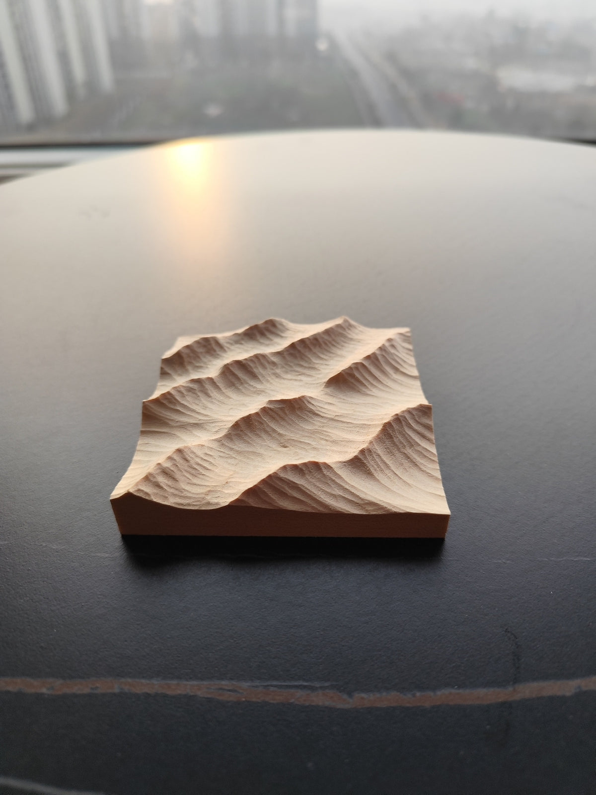 Handcrafted Linden Wood Wave Sculpture 10cm