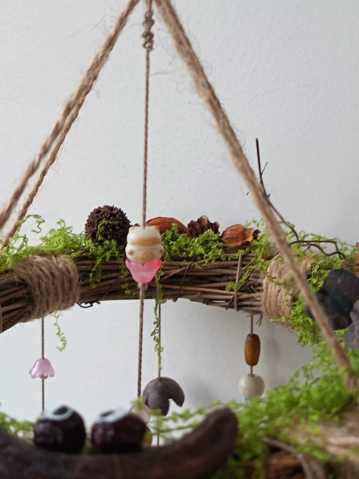 Large Fruit Shell Wind Chime Jute Wreath