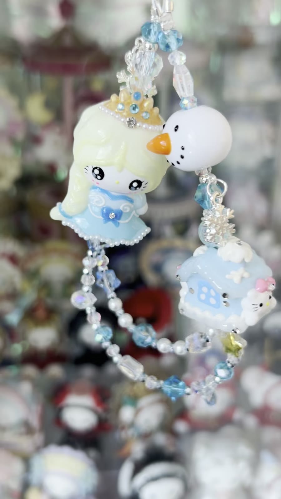 Dragon de téléphone en perles Princesse d'hiver bleu