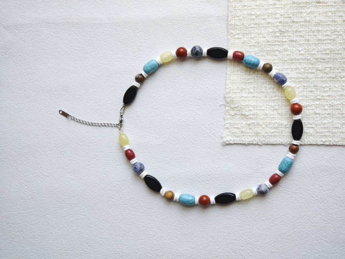 Collar de cuentas artesanal ágato rojo sur