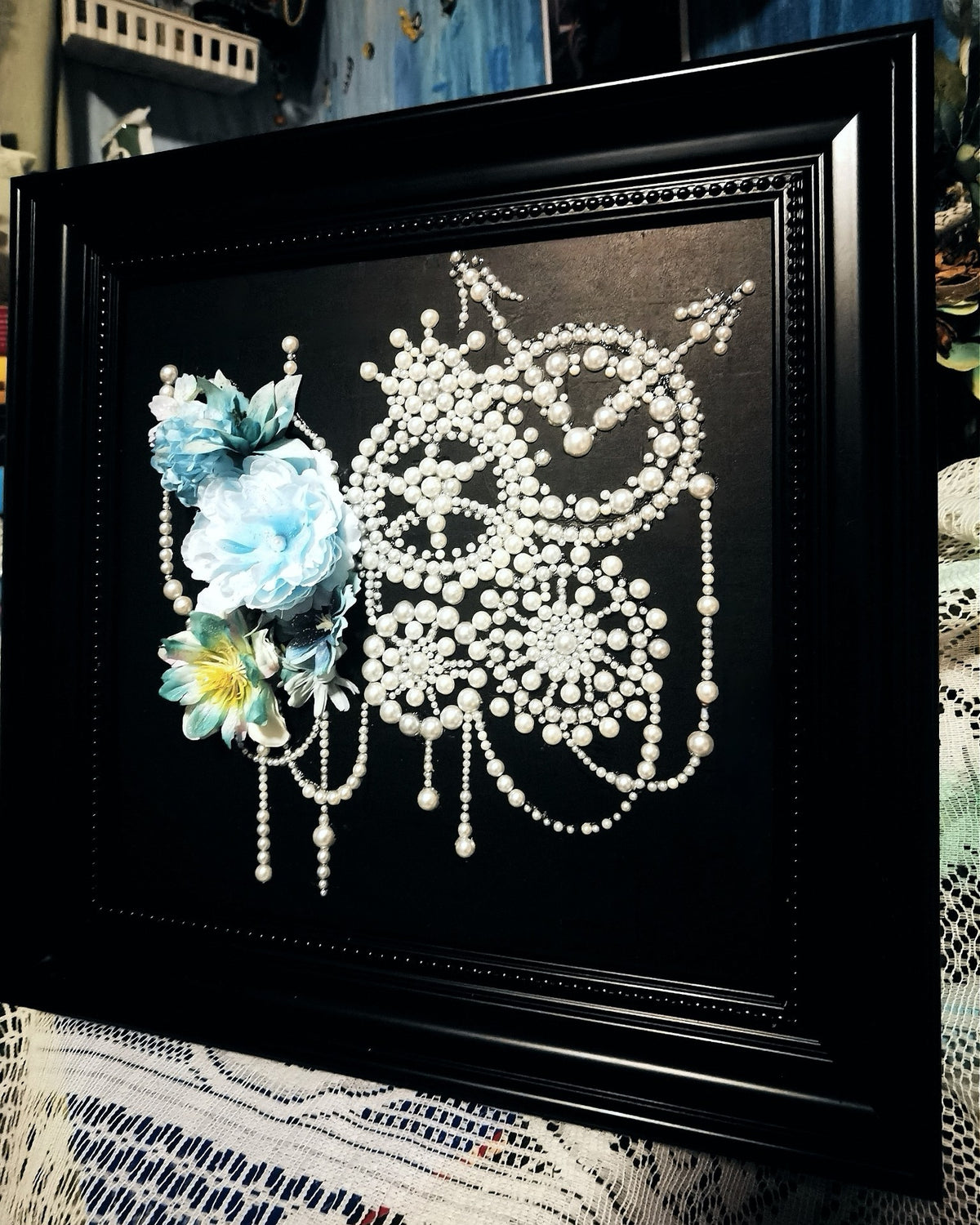 Pearl Butterfly Flower Wall Art 30cm