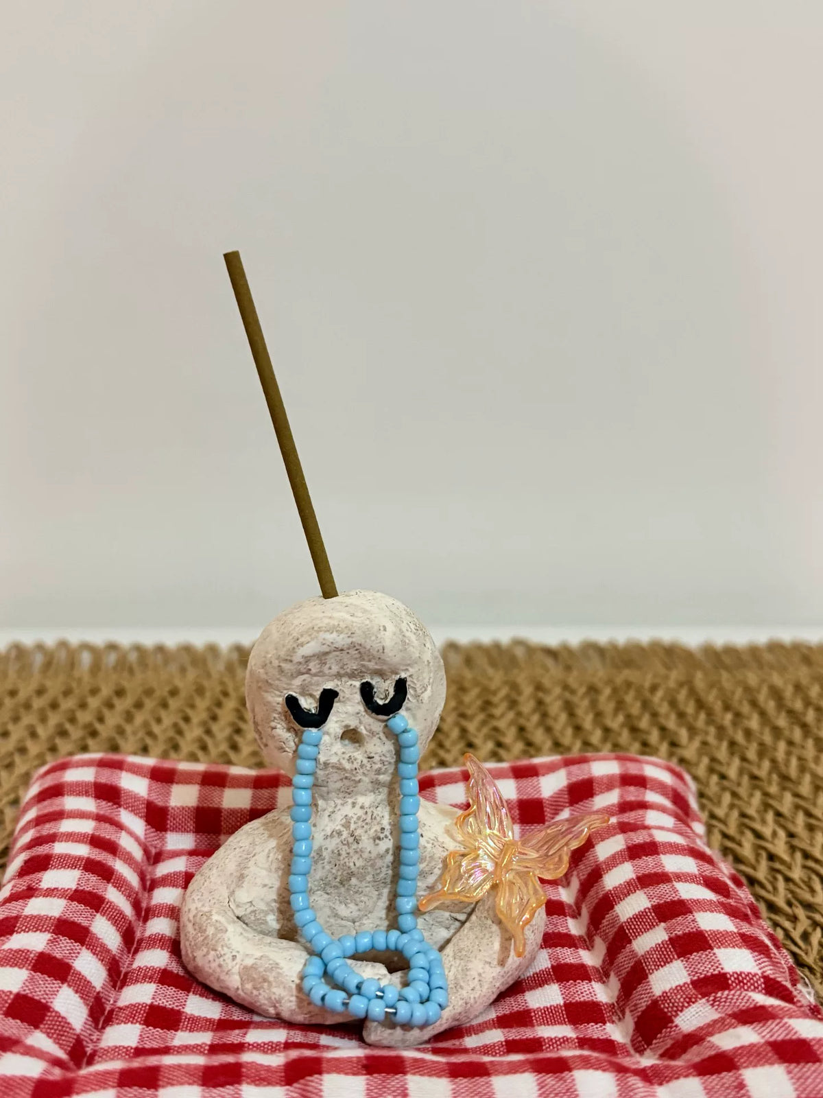 Handmade Stone Clay Crying Figurine Incense Holder