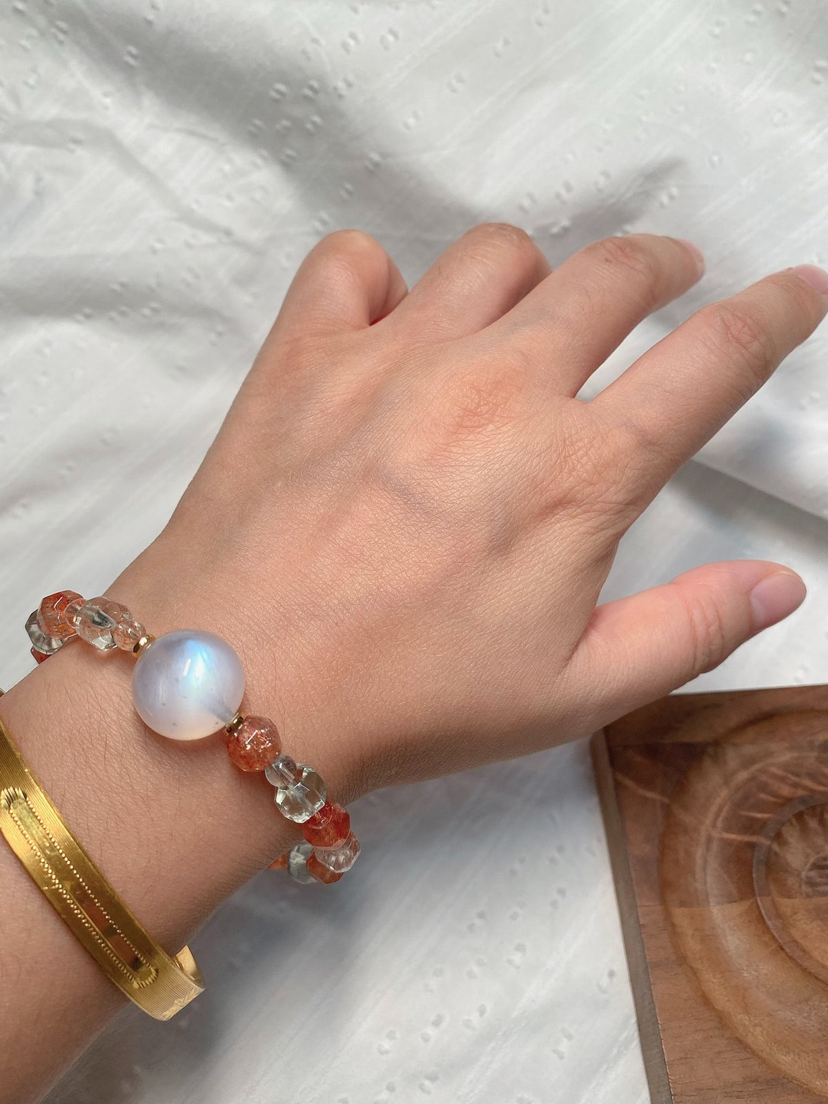 Moonstone Arusha Sunstone Beaded Bracelet