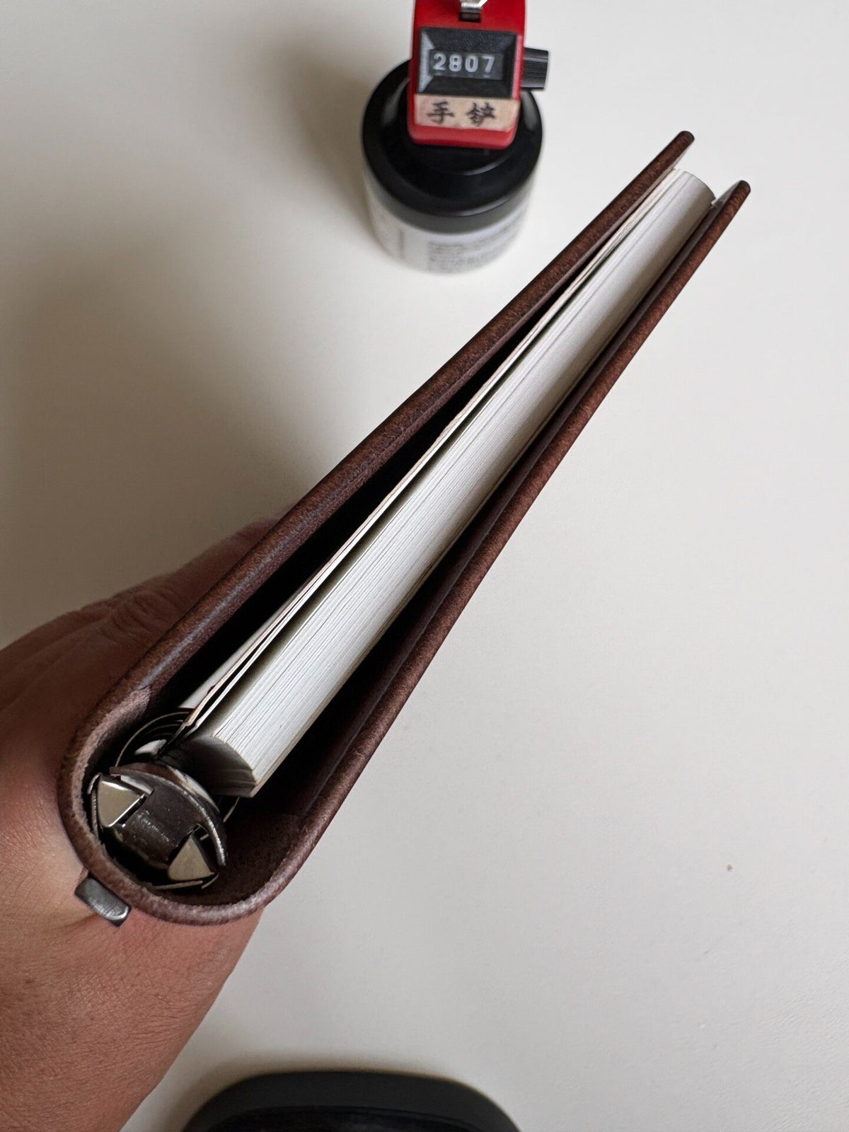A5 Leather Binder Six Ring Dark Brown