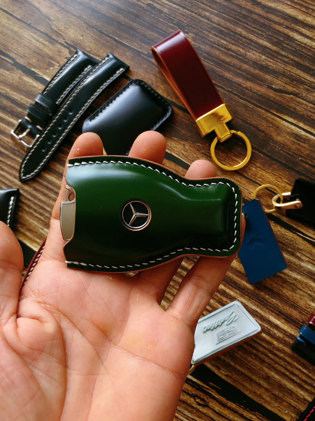 Green Shell Cordovan Mercedes Key Case