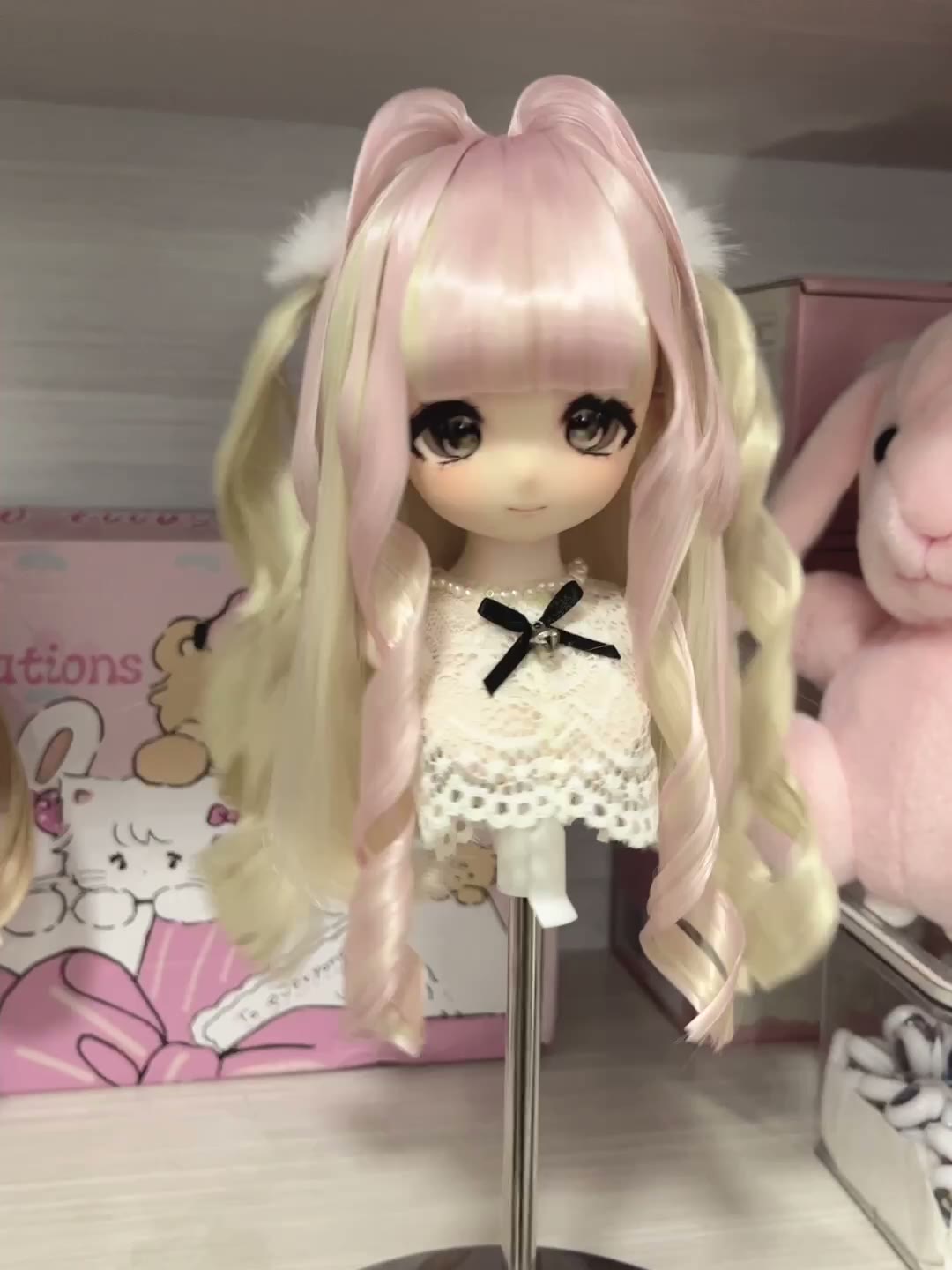 Anime Doll Wig Pink Blonde Twin Tails