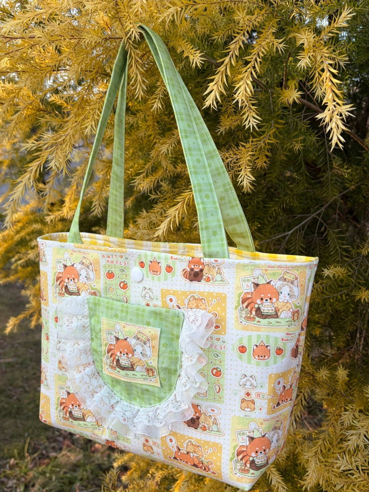 Canvas Tote Bag with Fox Print