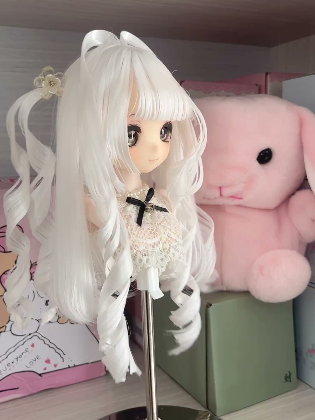 Silver White Twin Tail Doll Wig