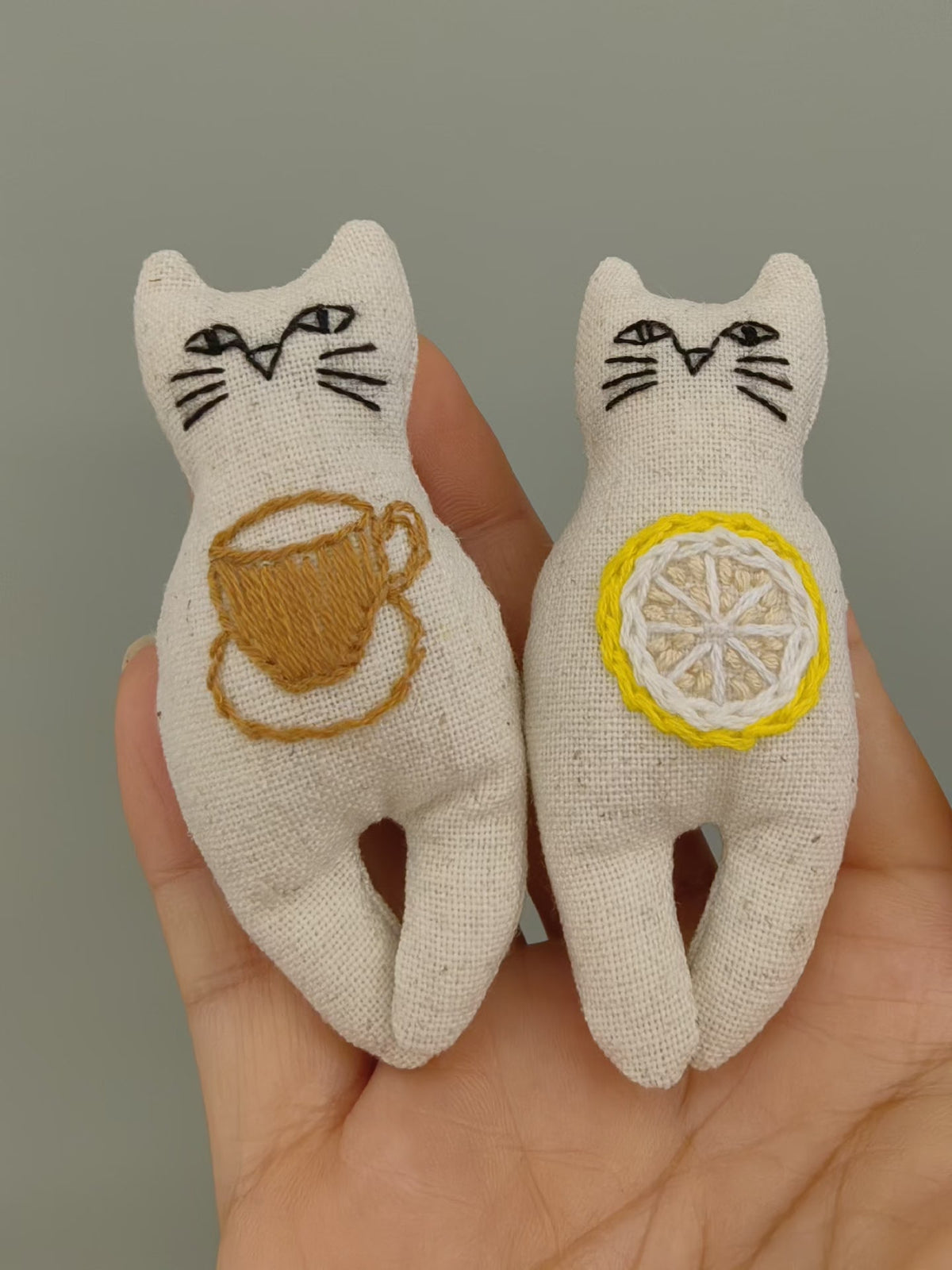 Embroidered Cat Sachet Keychain Brooch Pendant