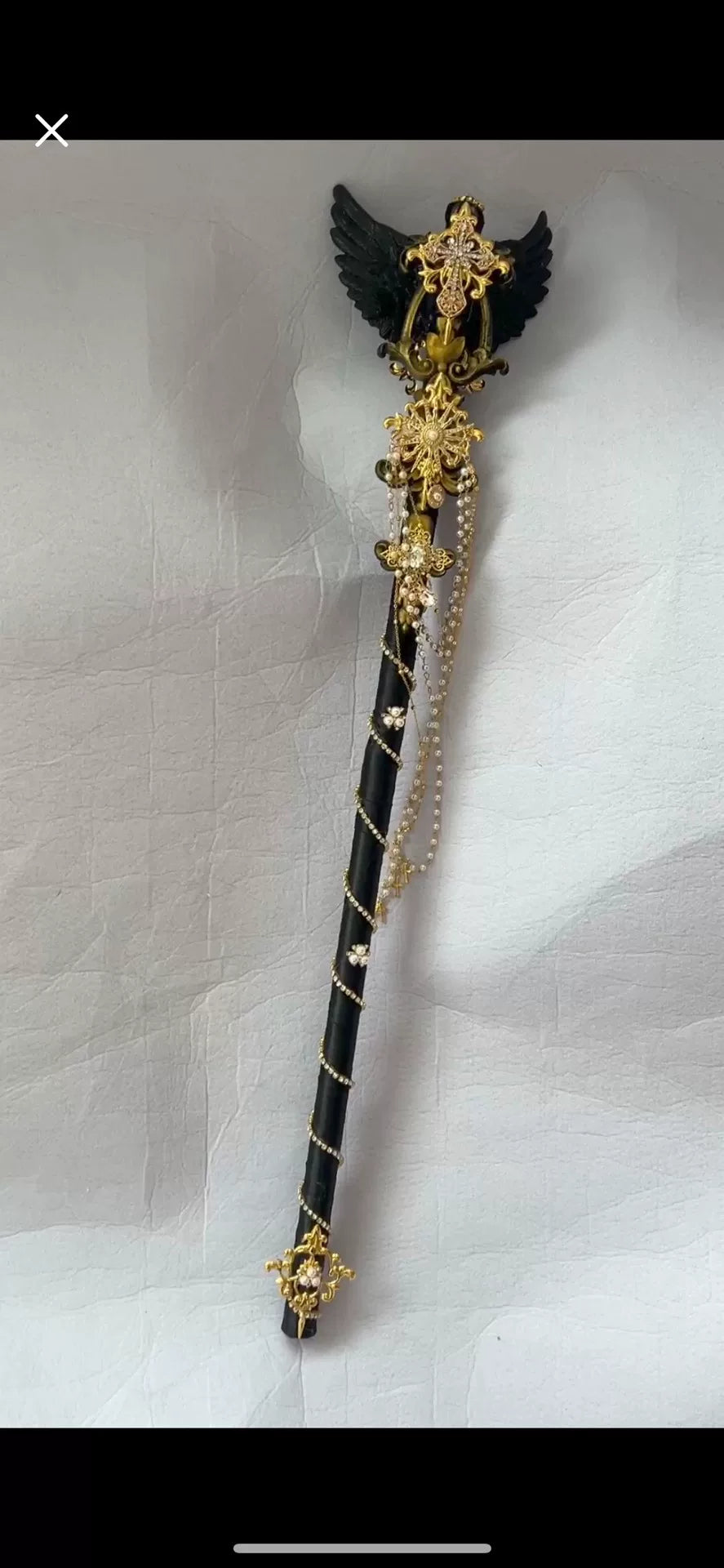 Lolita Black Gold Angel Wing Scepter Staff