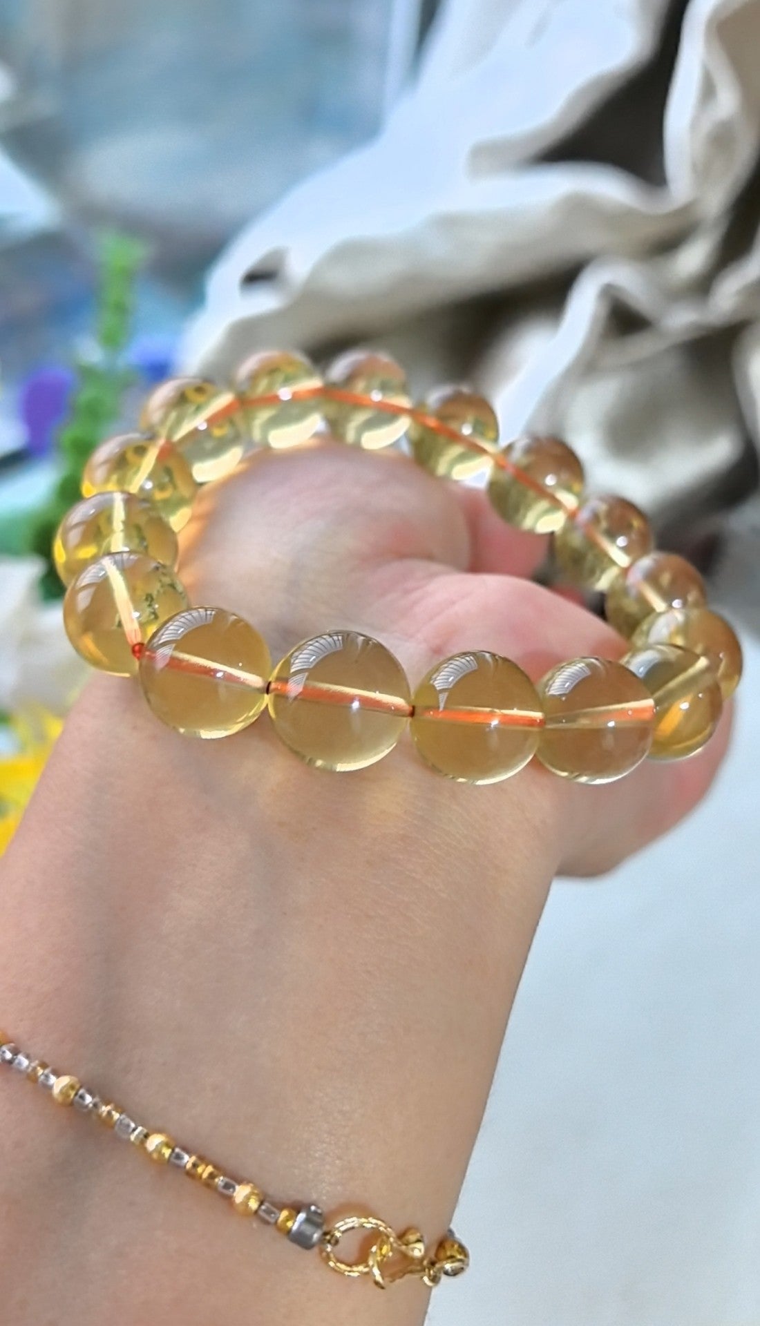 ブラジル産シトリン ビーズブレスレット 13.8mm