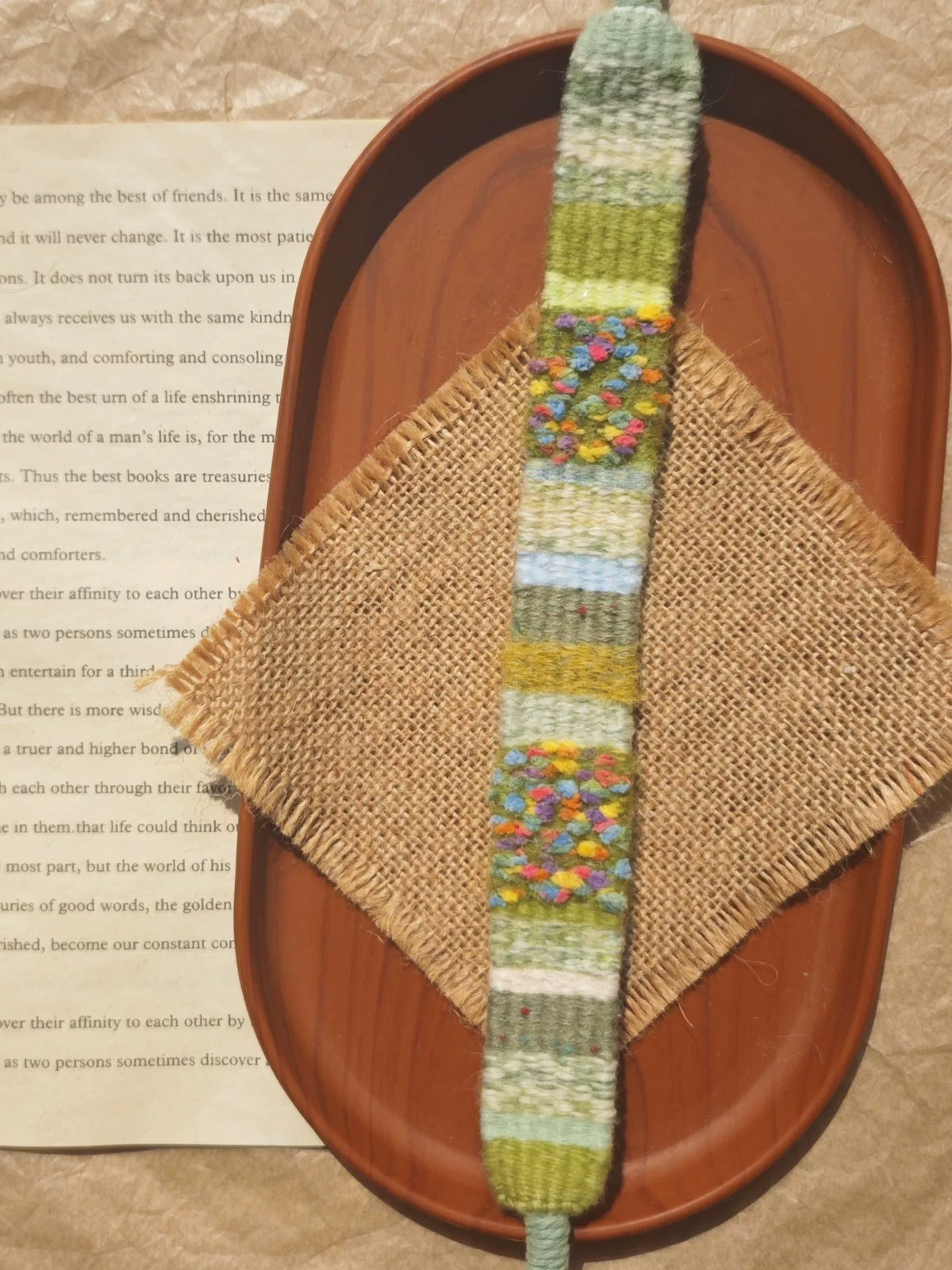 Handwoven Green Yarn Wrist Strap