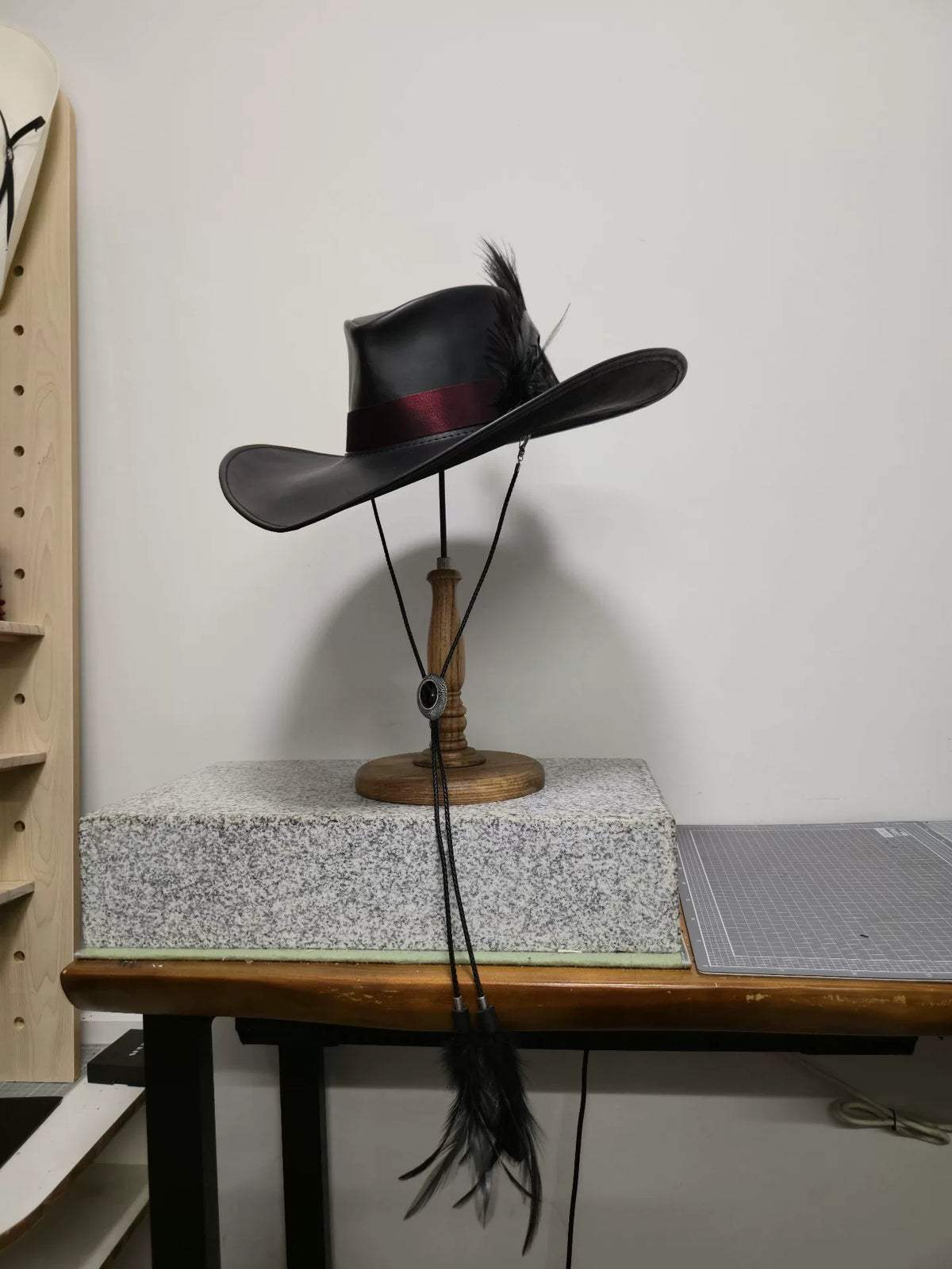 Handmade Black Western Hat with Ostrich Feathers