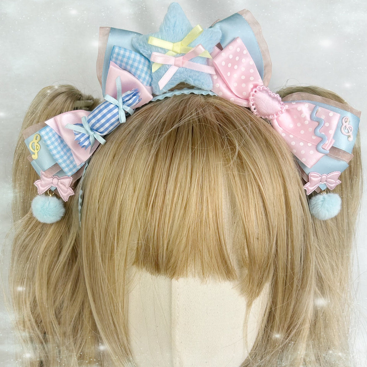 Twin Star Lolita Headband with Plush Star