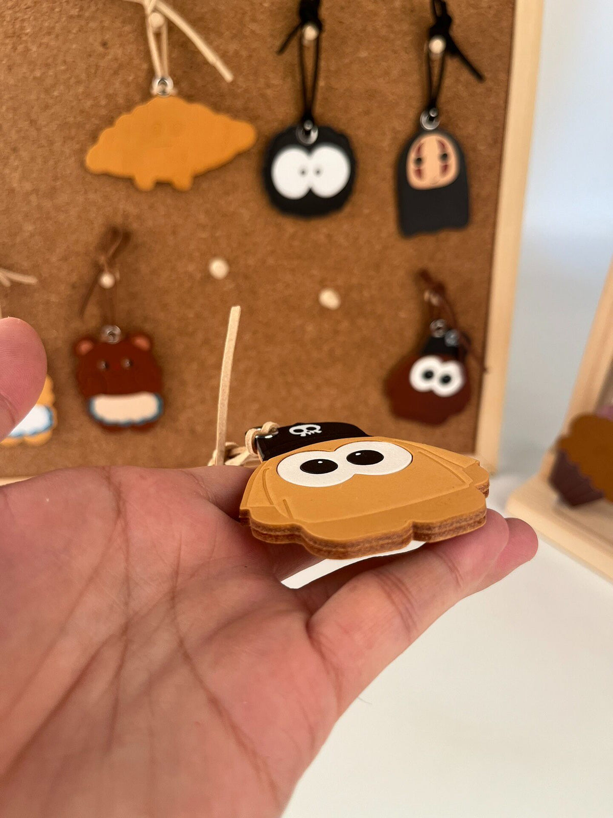 Leather Cartoon Skull Cap Keychain Charm