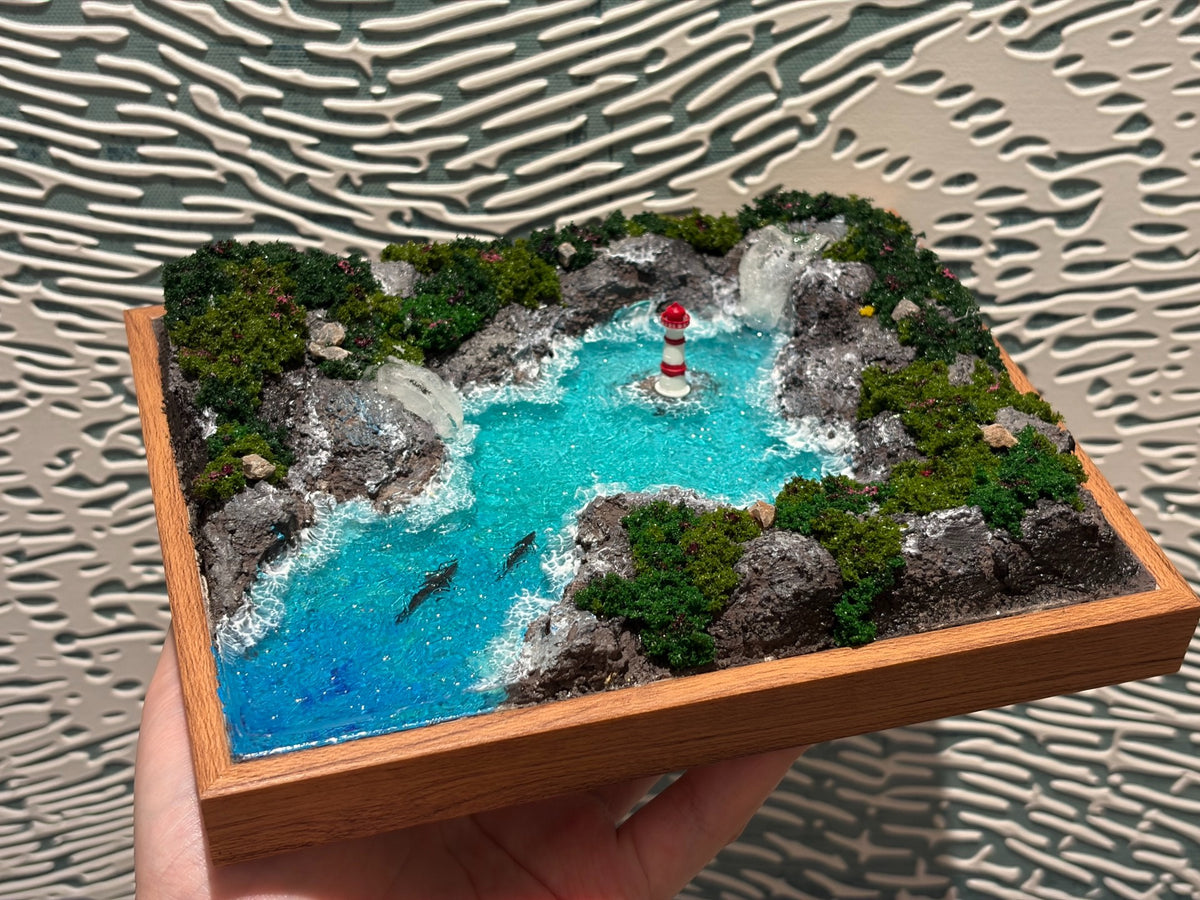 Wooden Frame Resin Ocean Diorama