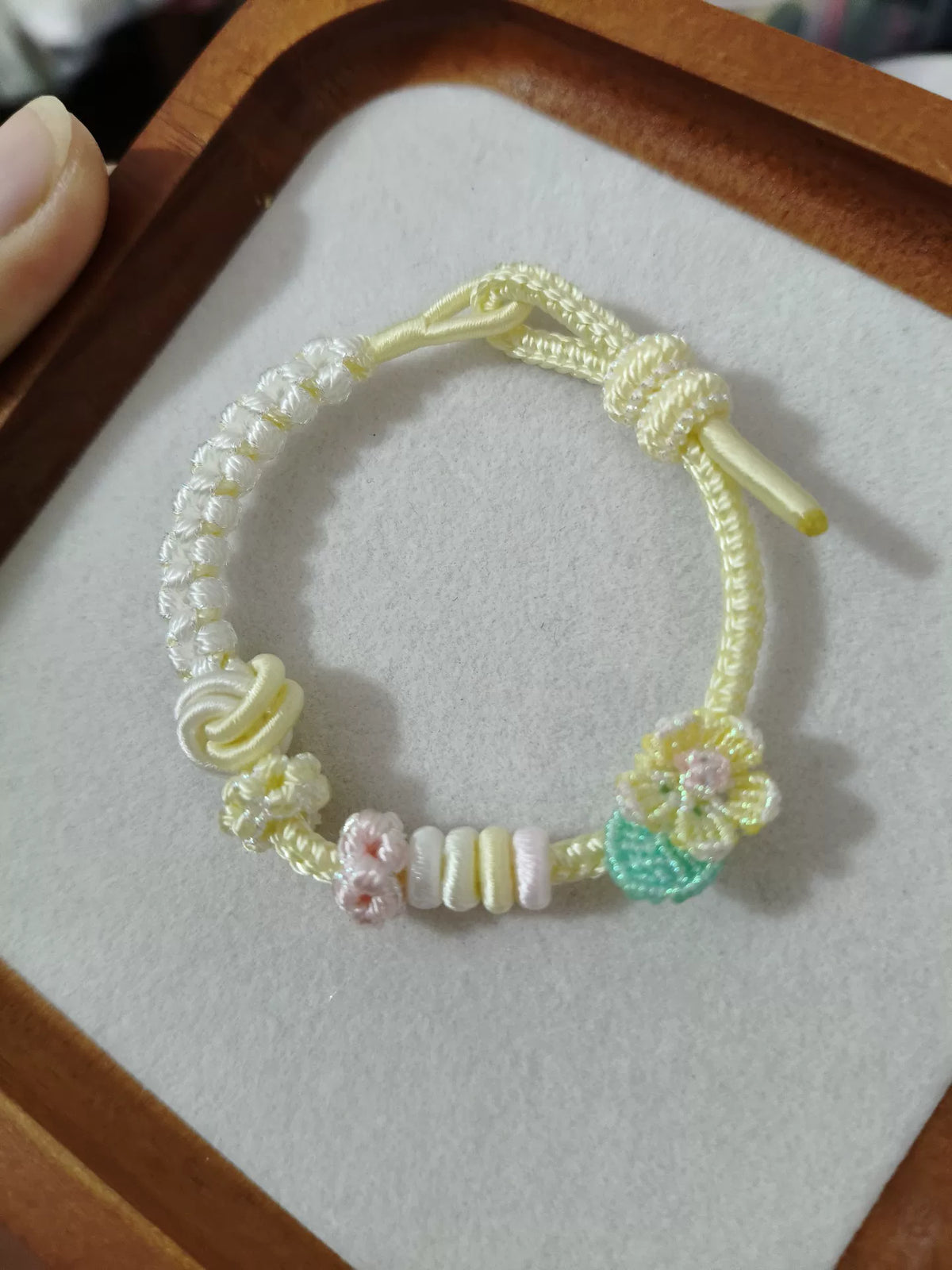 Handmade Woven Cord Bracelet Yellow White