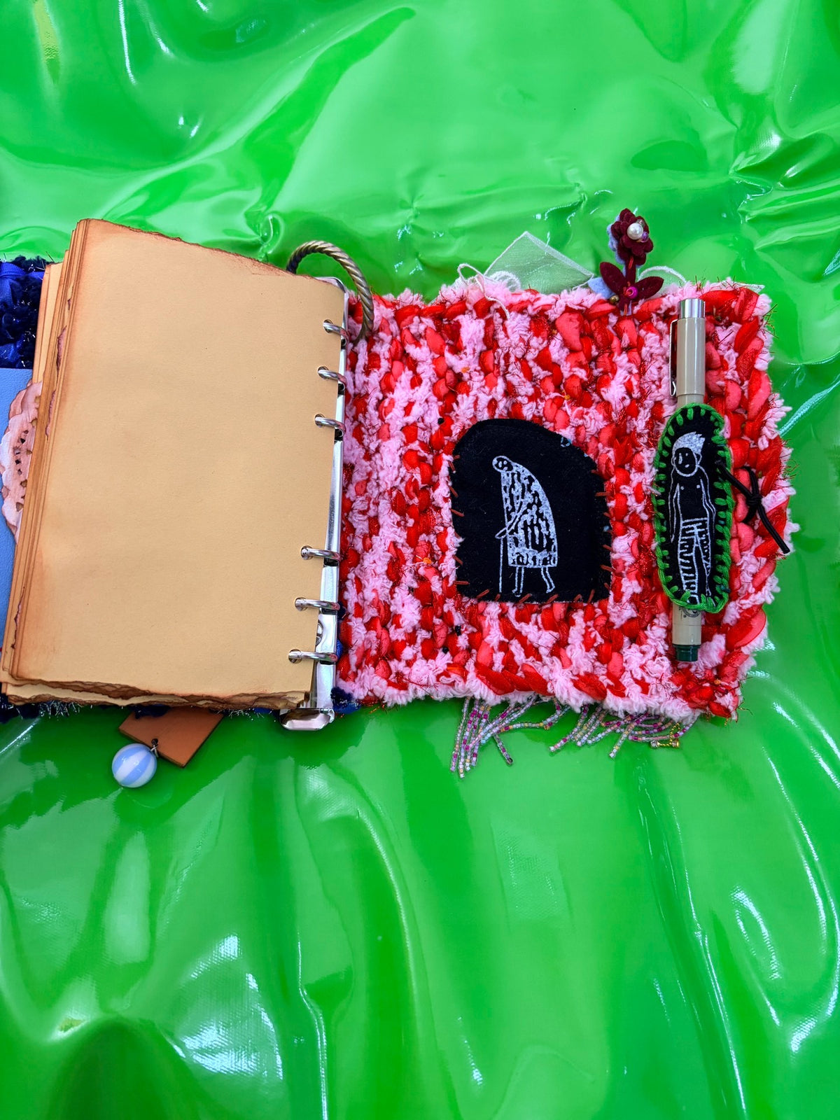 Handmade Yarn Journal Dark Gothic Cat Notebook