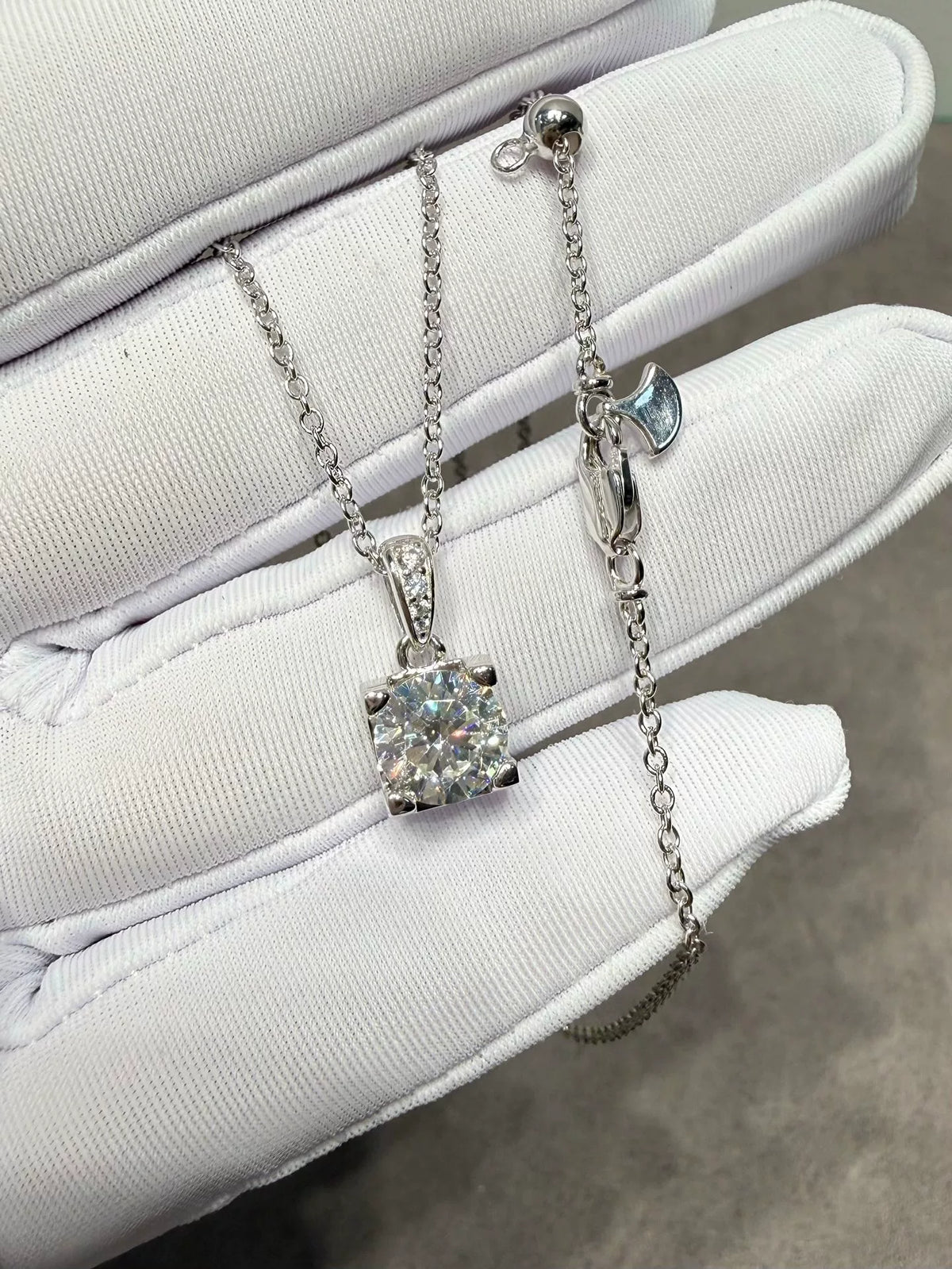 Square High Carbon Diamond Pendant Necklace
