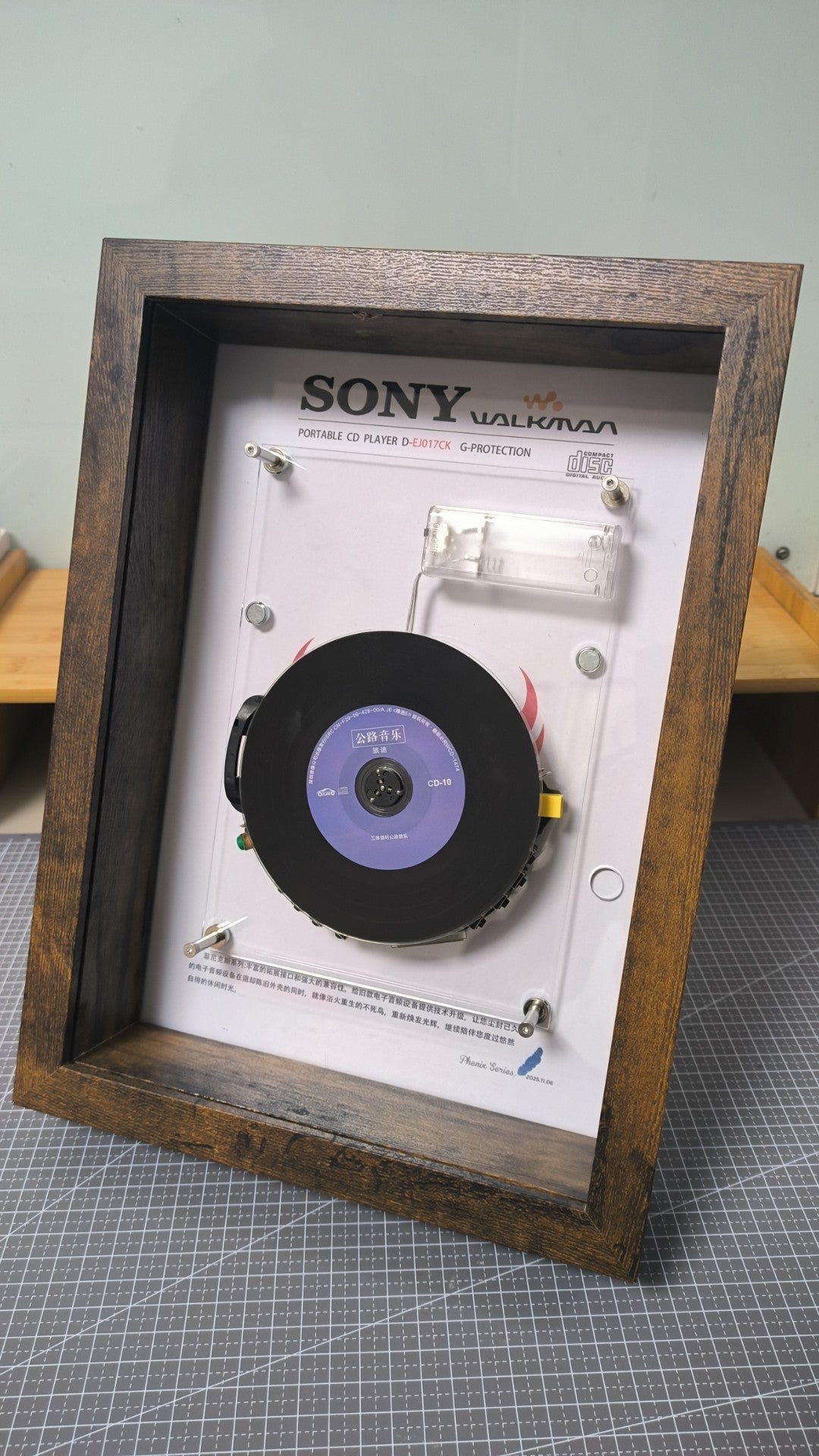 Wooden Display Case Sony Walkman CD Player
