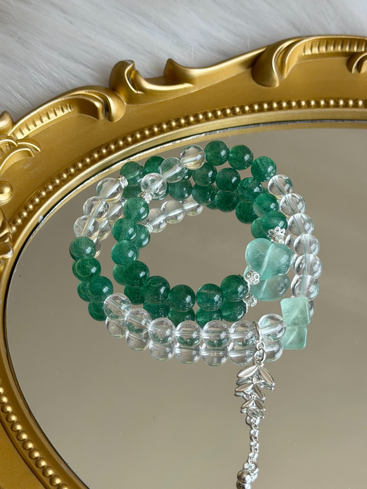 Green Strawberry Quartz Crystal Bracelet