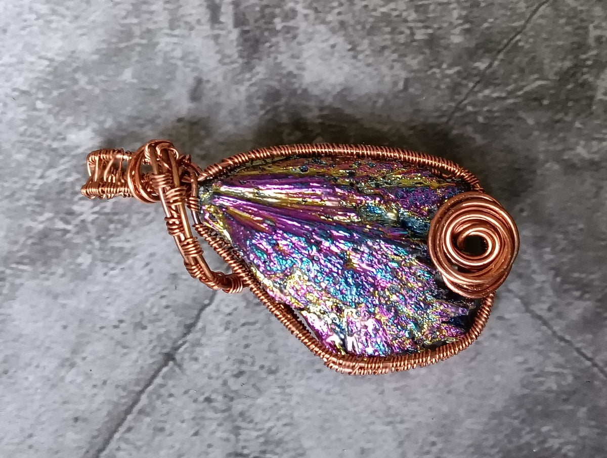 Handmade Copper Wire Wrapped Teardrop Pendant