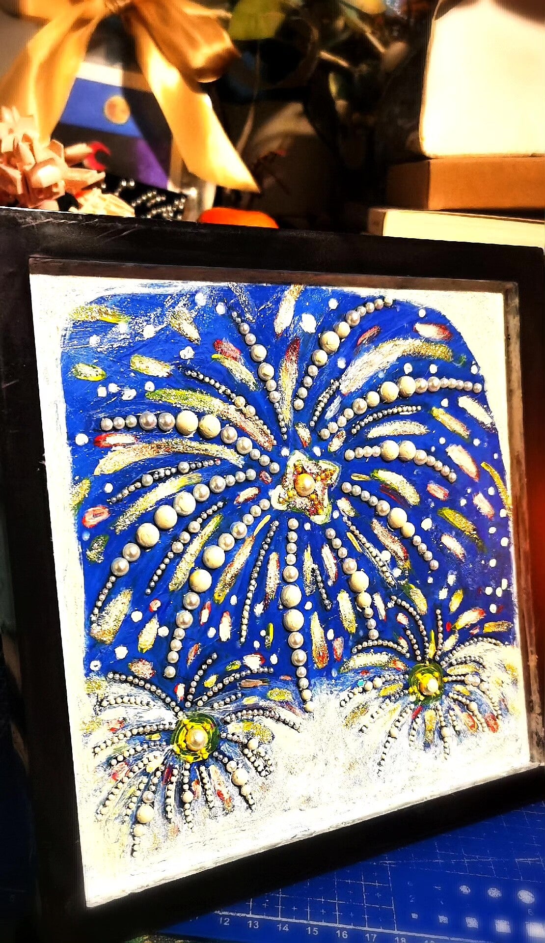 Textured Fireworks Snow Scene Wall Art